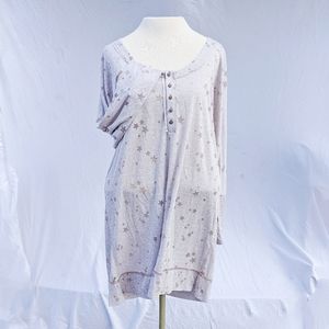 Free People Sleeping to Dream Oversized Long Sleeve Henley Tunic Cream Sz Medium